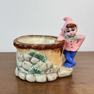 Vintage Pixie Elf Figurine Vase Planter